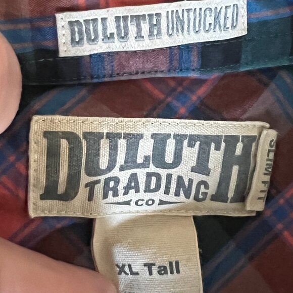 Duluth Men's XL Tall  Slim Fit Untucked Long Sleeve Button Down Plaid Shirt - Picture 3 of 7